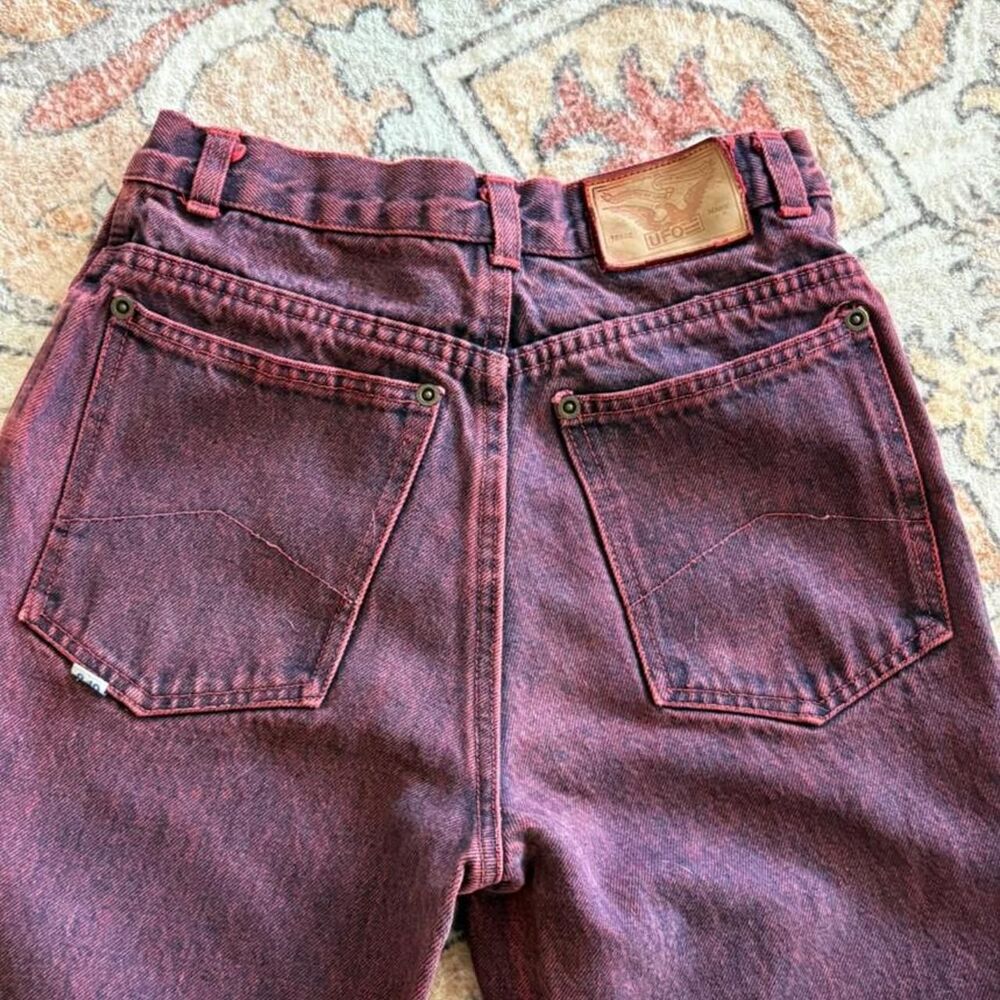 Women's Burgundy and Red Mom Jeans